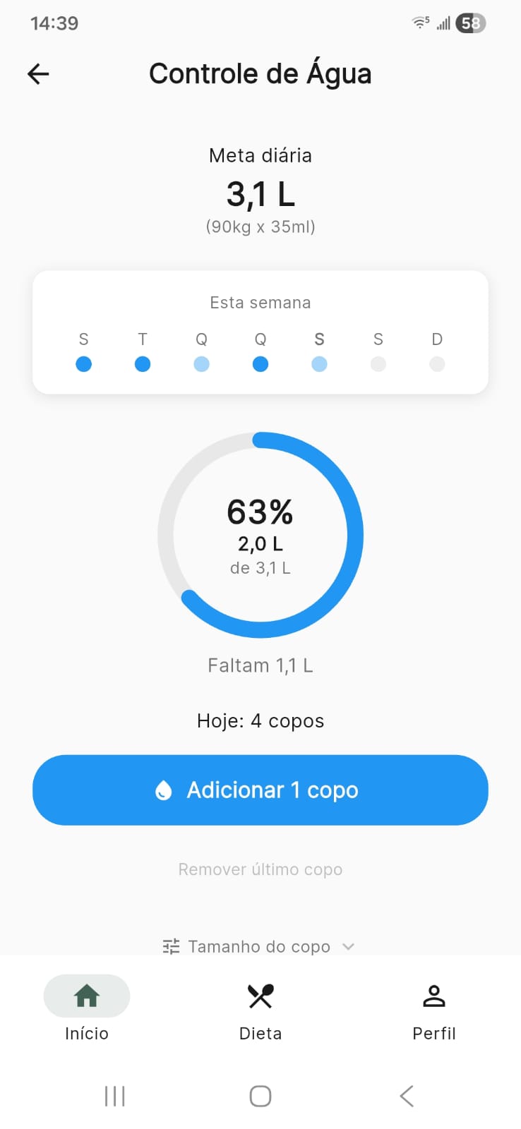 DietaGo - Controle água