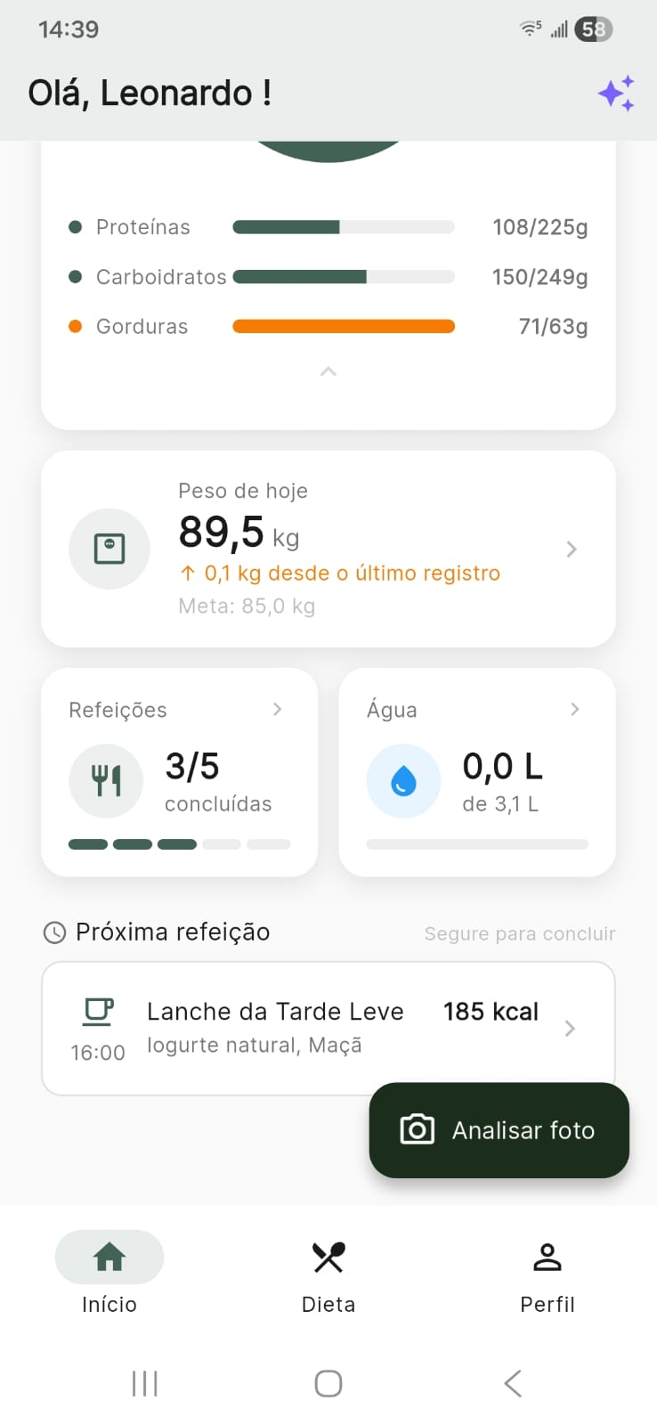DietaGo - Dashboard com análise