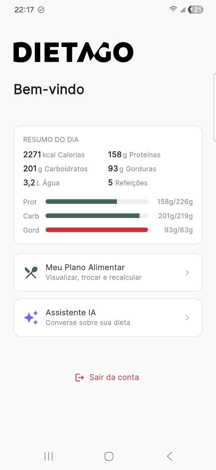 DietaGo - Dashboard