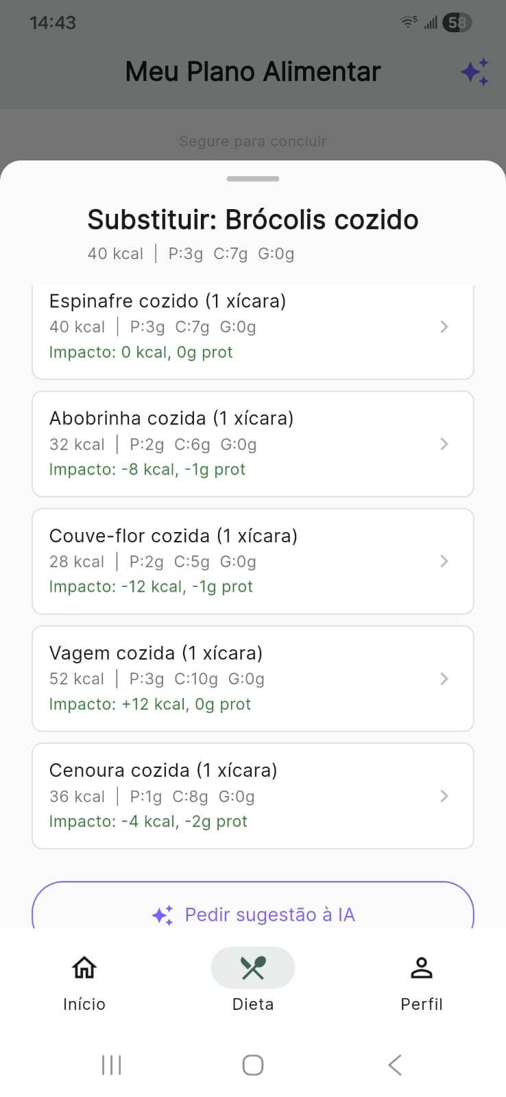 DietaGo - Substituir alimento IA